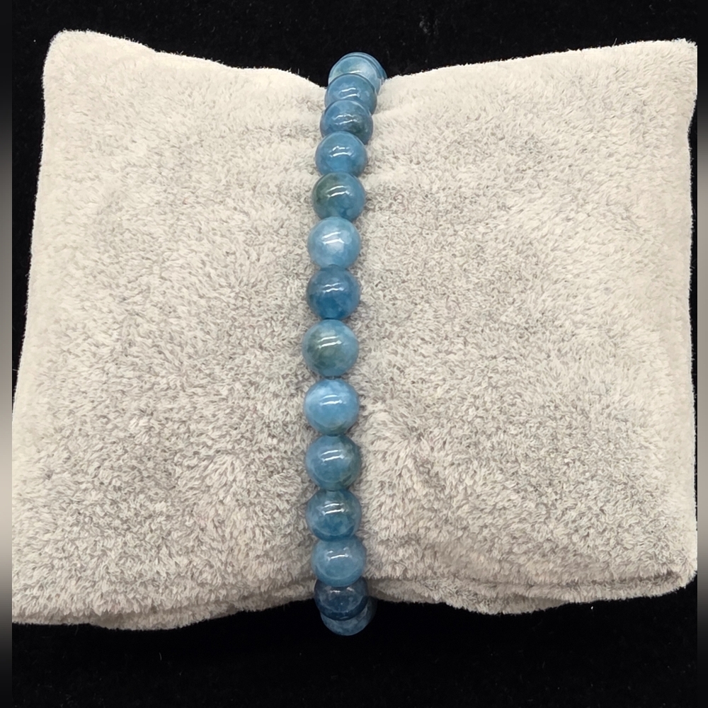 Blue Apatite Natural Stone Beaded Stretch Bracelet
